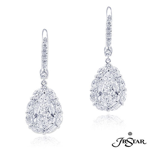 JB Star Platinum Diamond Drop Earrings - 0512-046