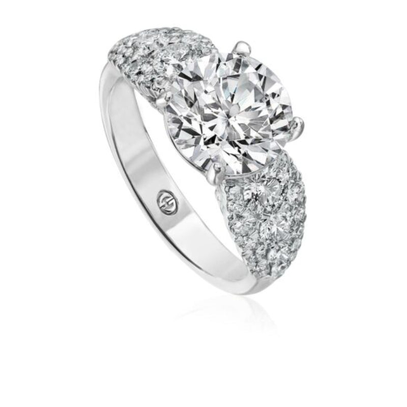 Christopher Designs Unique Solitaire Engagement Ring Setting with Diamond Cluster Band