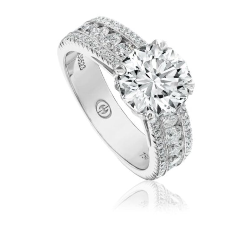 Christopher Designs Unique Solitaire Engagement Ring Setting with Channel Set Round Diamonds