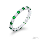 JB Star Emerald & Diamond Eternity Band Round Alternating Design