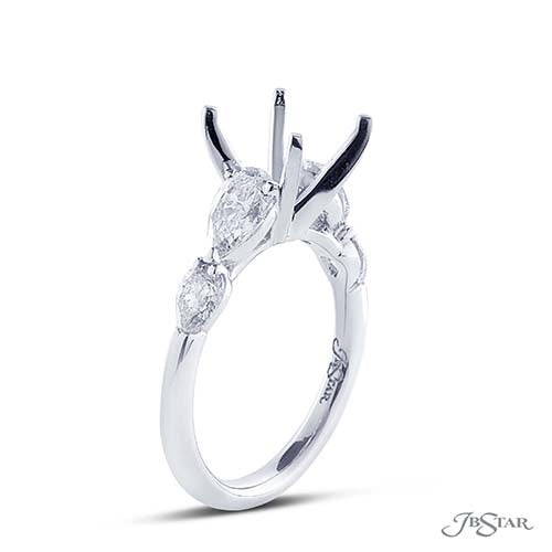 JB Star Semi Mount Engagement Rings Platinum Pear Cut 1.48 ct.