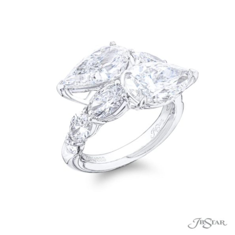 JB Star Diamond Engagement Rings Platinum SI1 SI2 G Diamond Pear,Oval Cut 3.03 ct.