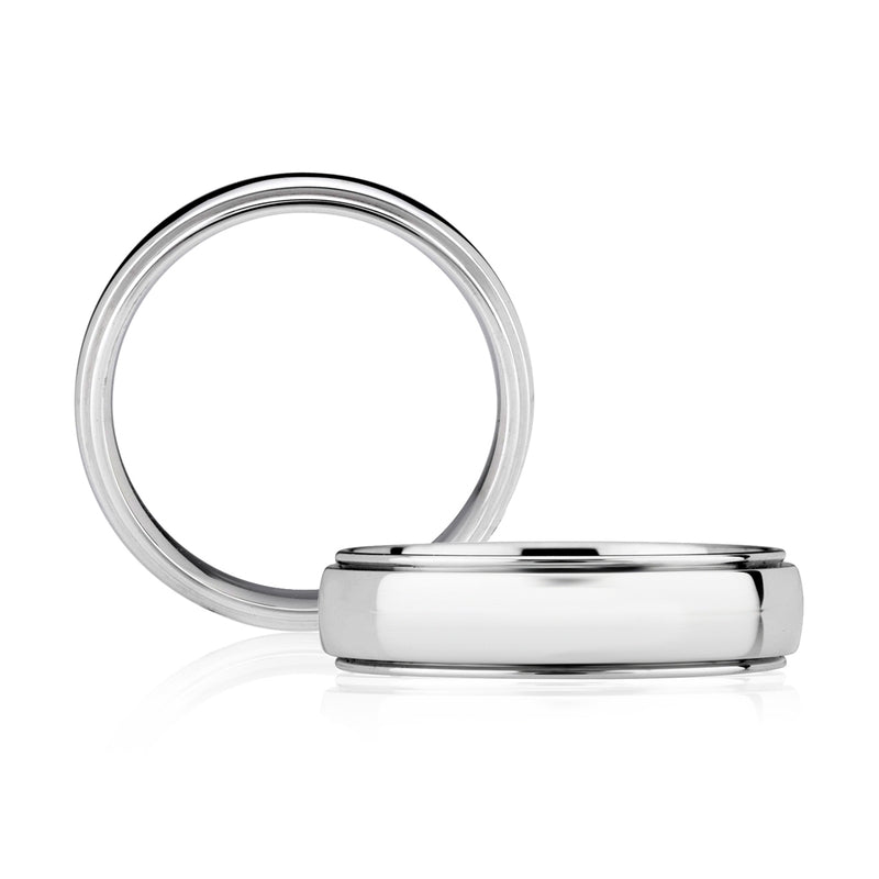 A. Jaffe Bright Polished, Step Edged Classic Men's Ring