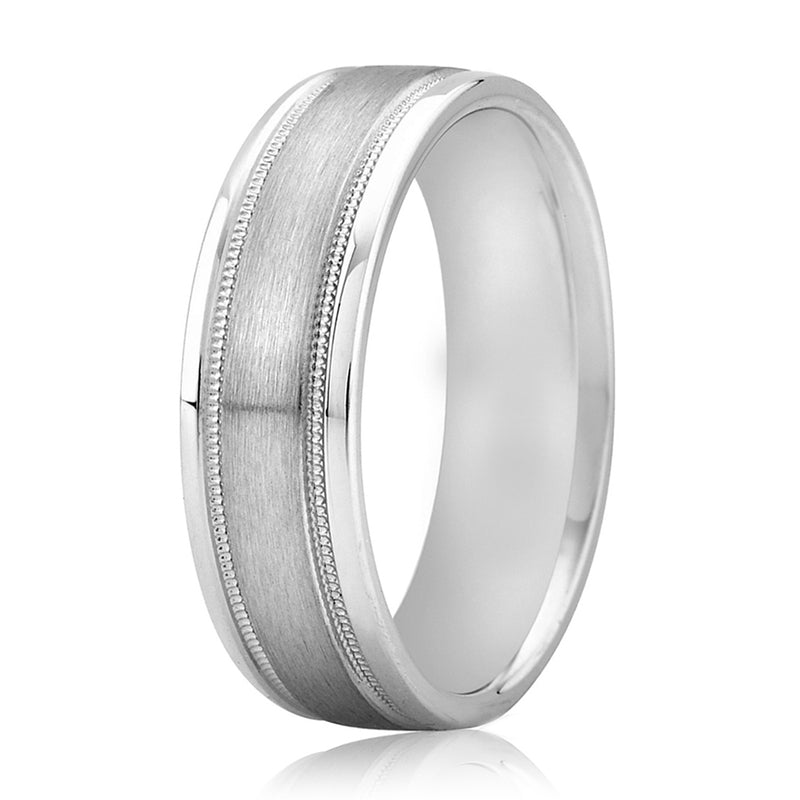 A. Jaffe Satin & Milgrain Men's Ring