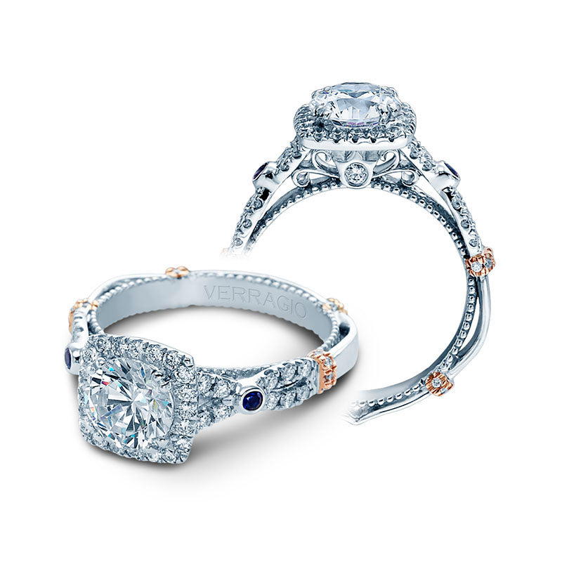 Verragio 14k White Gold Parisian Halo Engagement Ring