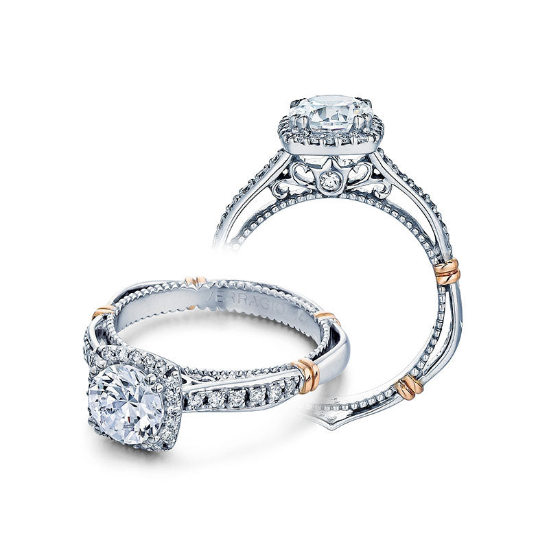 Verragio 14k White Gold Parisian Halo Engagement Ring