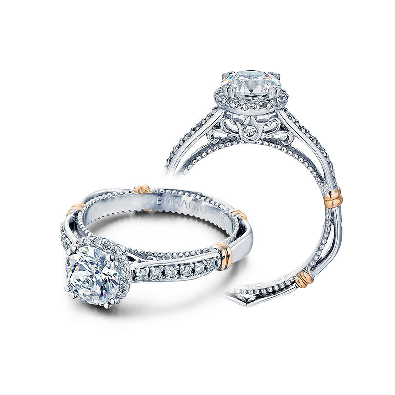 Verragio 14k White Gold Parisian Halo Engagement Ring