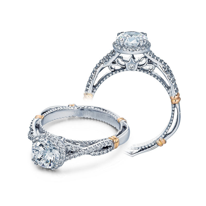 Verragio 14k White Gold Parisian Halo Engagement Ring