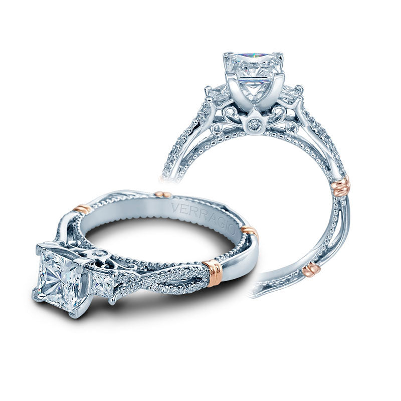 Verragio 14k White Gold Parisian 3 Stone Engagement Ring