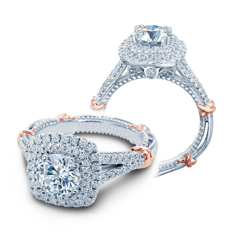 Verragio 14k White Gold Parisian Double Halo Engagement Ring