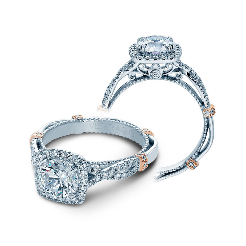 Verragio 14k White Gold Parisian Halo Engagement Ring