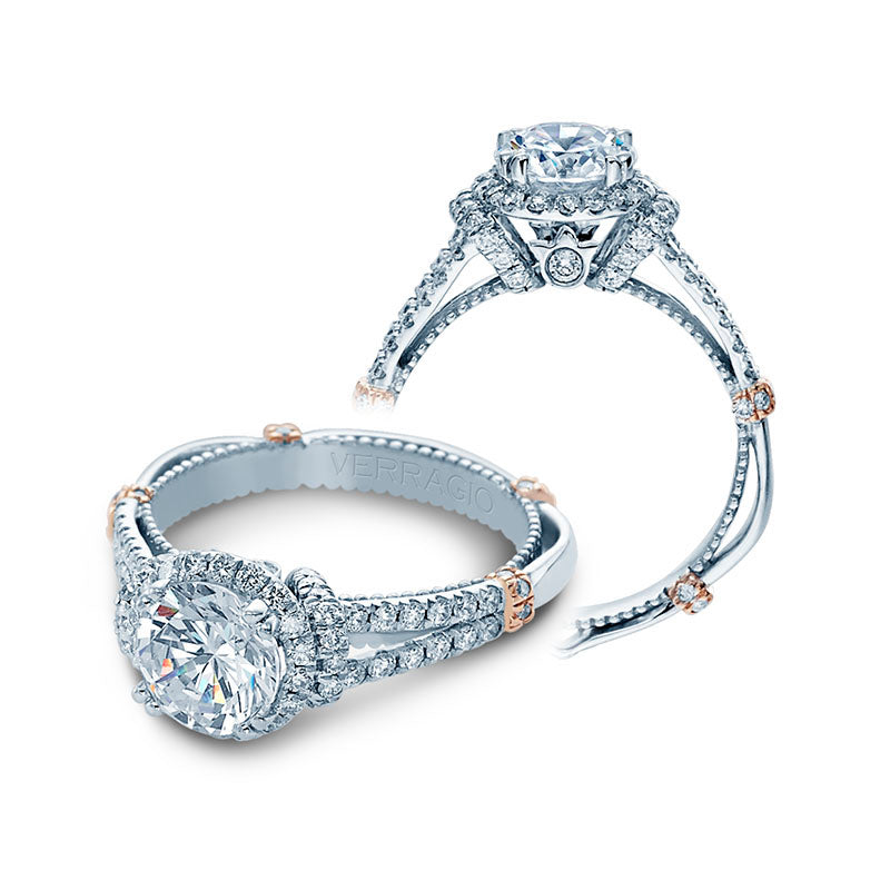 Verragio 14k White Gold Parisian Halo Engagement Ring