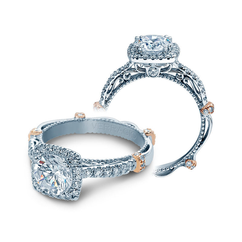 Verragio 14k White Gold Parisian Halo Engagement Ring