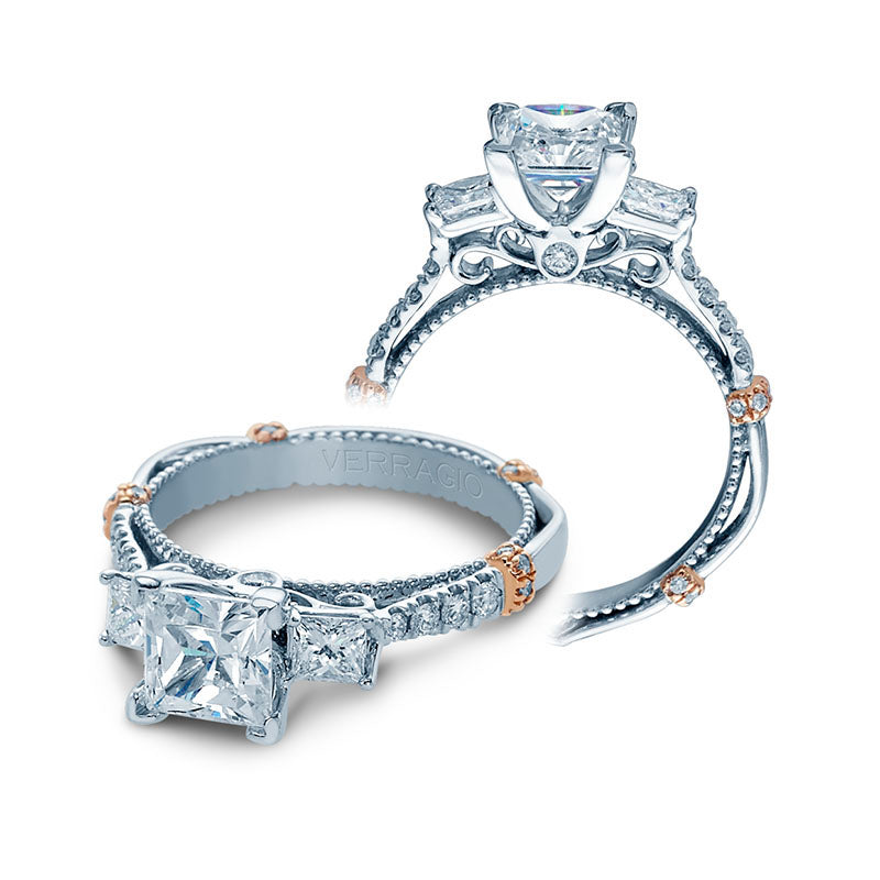 Verragio 14k White Gold Parisian 3 Stone Engagement Ring