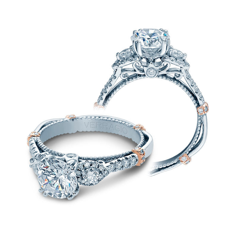 Verragio 14k White Gold Parisian 3 Stone Engagement Ring