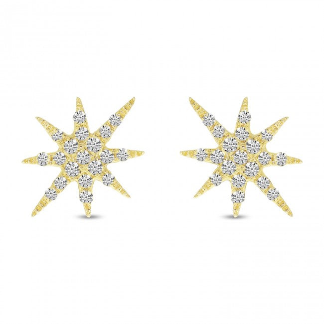 Brevani 14K Yellow Gold Diamond Starburst Earrings