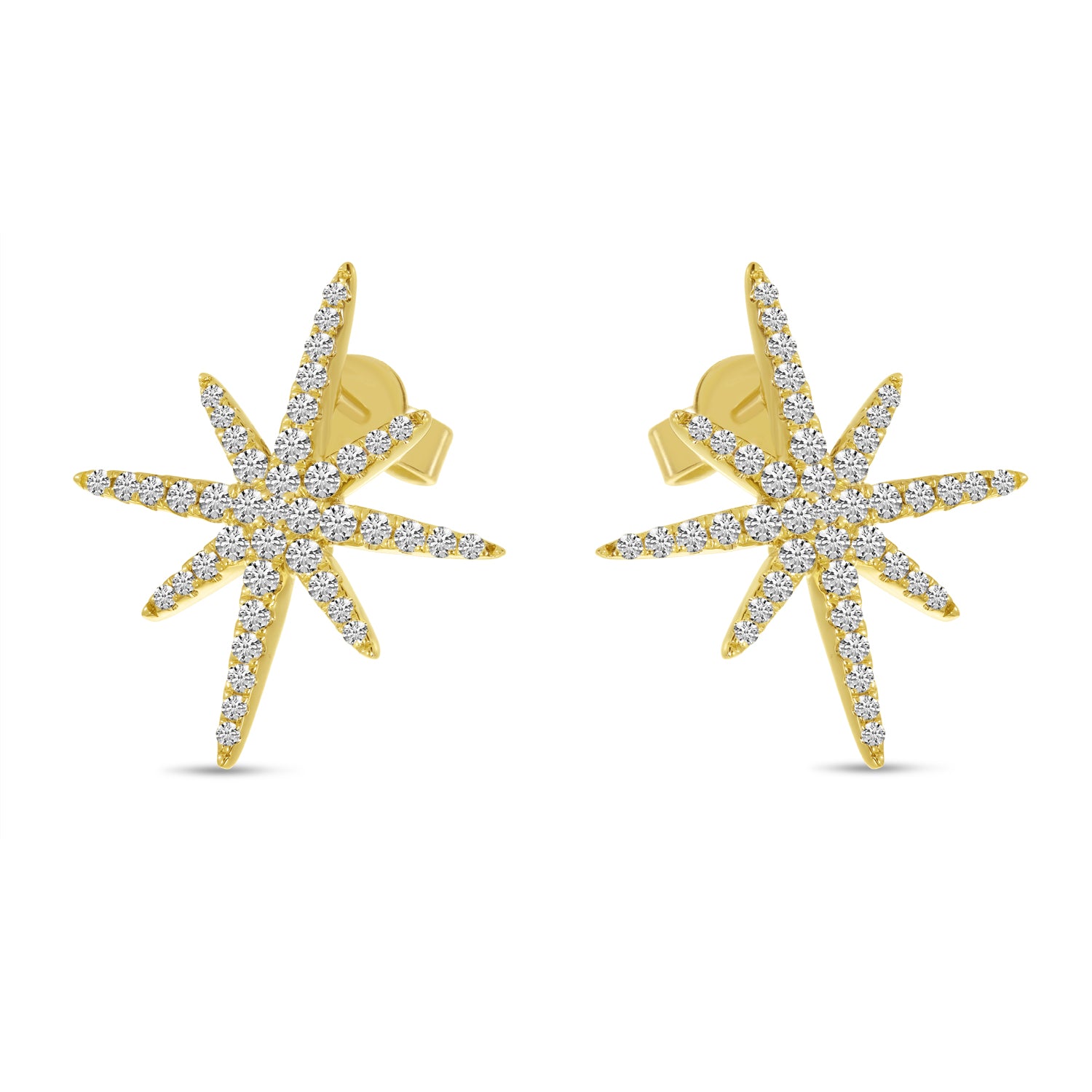 Brevani 14K Yellow Gold Diamond Starburst Earrings