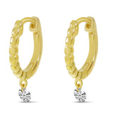 Brevani 14K Yellow Gold Dashing Diamond Huggie Earrings
