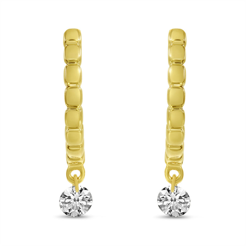 Brevani 14K Yellow Gold Dashing Diamond Huggie Earrings