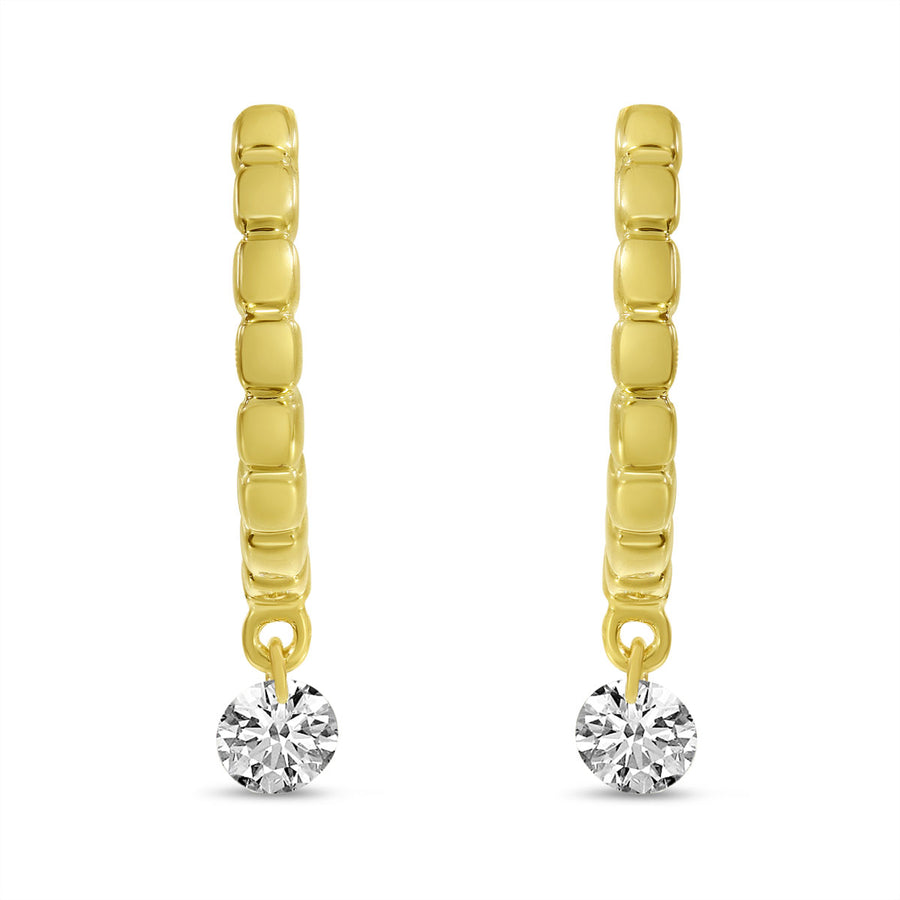 Brevani 14K Yellow Gold Dashing Diamond Huggie Earrings