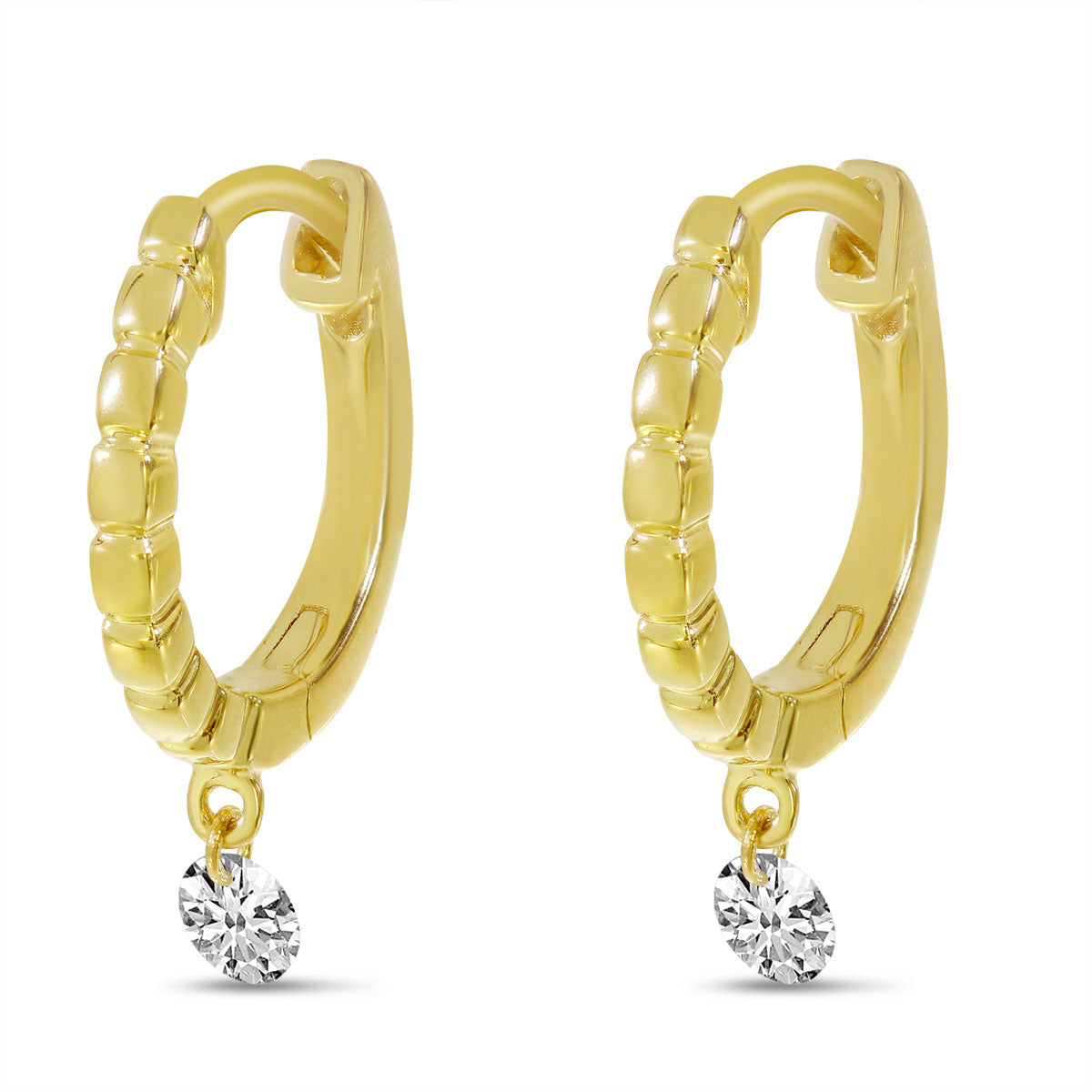 Brevani 14K Yellow Gold Dashing Diamond Huggie Earrings