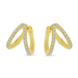 Brevani 14K Yellow Gold Double Row Diamond Huggie Earrings