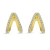 Brevani 14K Yellow Gold Double Row Diamond Huggie Earrings
