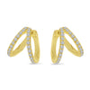 Brevani 14K Yellow Gold Double Row Diamond Huggie Earrings