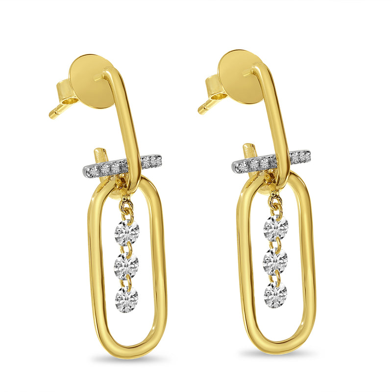 Brevani 14K Yellow Gold Dashing Diamond Large Paper Clip Earrings