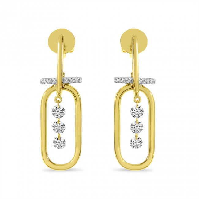 Brevani 14K Yellow Gold Dashing Diamond Large Paper Clip Earrings