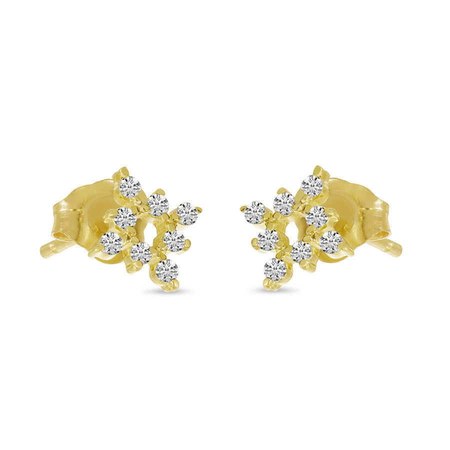 Brevani 14K Yellow Gold Diamond Mini Starburst Stud Earrings