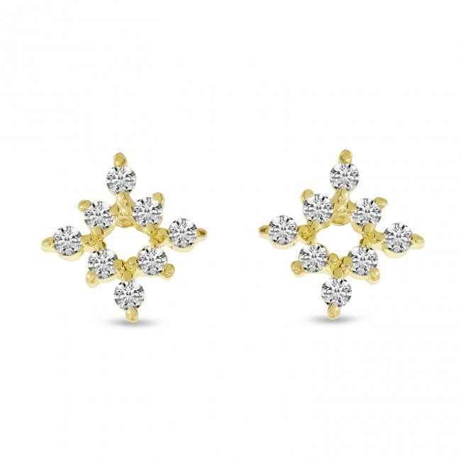 Brevani 14K Yellow Gold Diamond Mini Starburst Stud Earrings