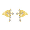 Brevani 14K Yellow Gold Diamond Mini Cross Stud Earrings