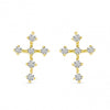 Brevani 14K Yellow Gold Diamond Mini Cross Stud Earrings