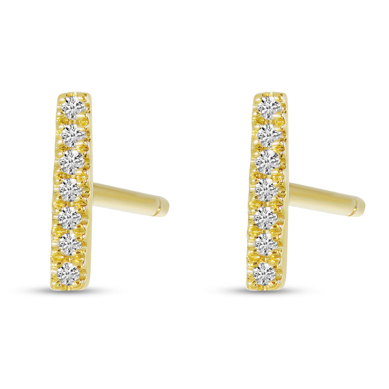 Brevani 14K Yellow Gold Diamond Bar Stud Earrings
