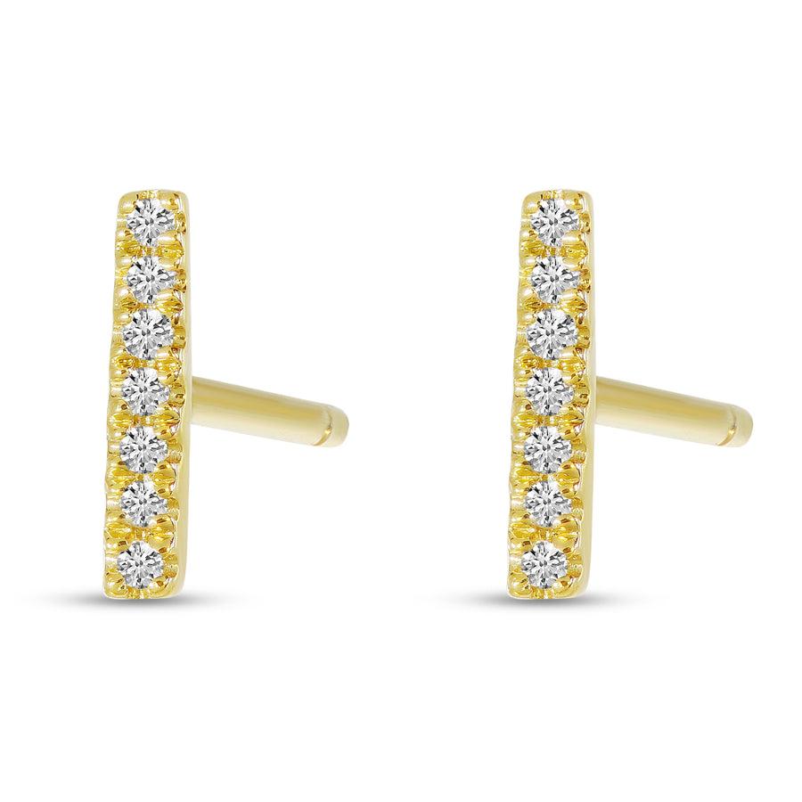 Brevani 14K Yellow Gold Diamond Bar Stud Earrings