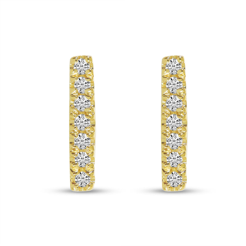 Brevani 14K Yellow Gold Diamond Bar Stud Earrings