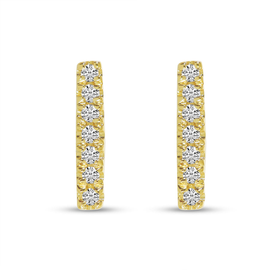 Brevani 14K Yellow Gold Diamond Bar Stud Earrings