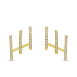 Brevani 14K Yellow Gold Triple Row Diamond Huggies