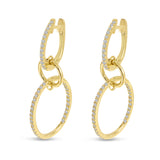 Brevani 14K Yellow Gold Double Diamond Hoop Earrings