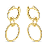 Brevani 14K Yellow Gold Double Diamond Hoop Earrings