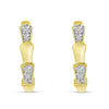 Brevani 14K Yellow Gold Art Deco Brushed Station Huggie Earrings