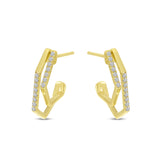 Brevani 14K Yellow Gold Diamond Geometric Double Hoop Earrings