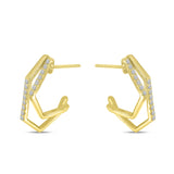 Brevani 14K Yellow Gold Diamond Geometric Double Hoop Earrings