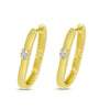 Brevani 14K Yellow Gold Oval Hoop Earrings With Single Diamond