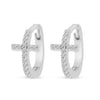 Brevani 14K White Gold Diamond Cross Huggie Earrings