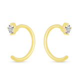 Brevani 14K Yellow Gold Single Diamond Backwards Huggie Earrings