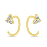 Brevani 14K Yellow Gold Triple Diamond Backwards Huggie Earrings