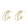 Brevani 14K Yellow Gold Two-Tone Diamond Triple Huggie Earrings