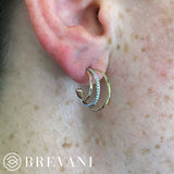 Brevani 14K Yellow Gold Two-Tone Diamond Triple Huggie Earrings
